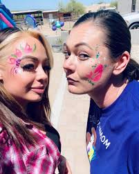 I think this is becoming a tradition at Dakota's birthday 💜 Face paint  with my bestest 🦄 @mrs.s_stewart #facepaint #happybirthday #mybestest  @facepainting_by_lili_and_criz