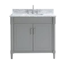 White carrara marble is a popular white stone from italy with a consistent, light stone and dark grey veining. Allen Roth Perrella 37 In Light Gray Undermount Single Sink Bathroom Vanity With Carrera White Natural Marble Top In The Bathroom Vanities With Tops Department At Lowes Com
