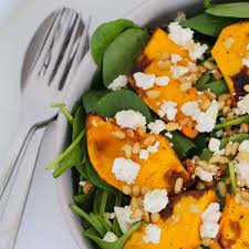 Roast Pumpkin Salad With Feta Pine Nuts Baby Spinach Recipe Pumpkin Salad Roast Pumpkin Salad Pine Nuts Salad