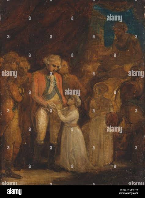 The Two Sons of Tipu Sahib, Sultan of Mysore, Being Handed over as Hostages to General Cornwallis, Robert Smirke reimagined Stock Photo - Alamy