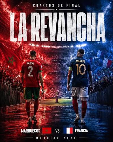 🇲🇦 Marruecos vs Francia 🇫🇷 🏆 Cuartos de final 🗓️ 9 julio - 14:00 hrs  👀 Francia eliminó a Marruecos en Qatar 2022 en semifinales por un marcador  de 2-0 #francia #marruecos #mundial2026 #fifaworldcup #cuartosdefinal