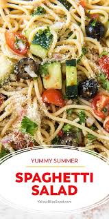 Summer Spaghetti Salad With Veggies And Italian Dressing Recipe Italian Sausage Recipes Spaghetti Salad Sausage Pasta Recipes