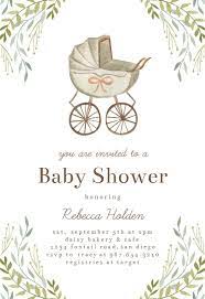 Watercolor Stroller Baby Shower Invitation Template Greetings Island Baby Shower Greetings Baby Shower Invitations Diy Baby Shower Invitation Cards