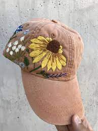 Custom Hand Stitched Hat Hand Embroidered Hat Floral Hat Etsy Hand Embroidered Hat Embroidery Floral Hat