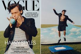 Kim kardashian's vogue cover is here. Harry Styles Wears A Gucci Gown As Vogue S First Solo Male Cover Star