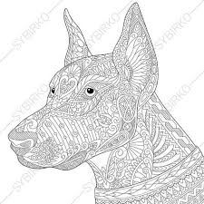Coloring Page For Adults Digital Coloring Page Doberman Dog Etsy Dog Coloring Page Animal Coloring Pages Anti Stress Coloring Book