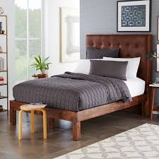 Grid Tufted Leather Bed Molasses Modern Upholstered Beds Home Decor Leather Bed