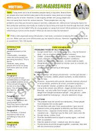 Another question that comes to mind is, how do homeless people survive and what are their legal rights. Essay Homelessness Esl Worksheet By Vickyvar