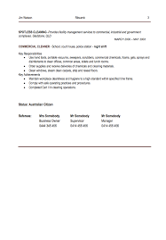 office cleaner resume example