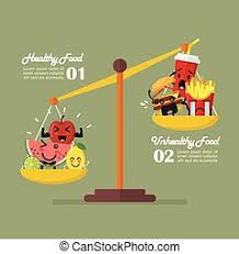 Food that can harm rather than help the body. Healthy Food And Junk Food Balancing On Scales Healthy Lifestyle Concept Canstock