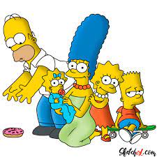 How To Draw The Simpsons Family Together - Sketchok Easy Drawing Guides
