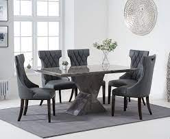Cheapest uk sale goods range from french chateau pieces to mirrored furniture items from french beds to a bedside cabinet. 160cm Grey Marble Dining Table And 6 Chairs Homegenies