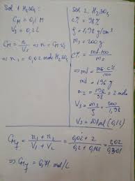Concentratia molara (cm) poate fi calculata prin formula: Sa Se Calculeze Concentratia Molara A Unei Solutii Obtinute Din 200 Ml Solutie 0 1 M H2so4 Si 200 G Brainly Ro