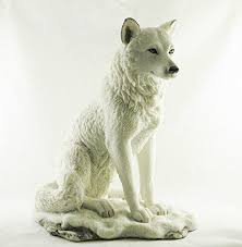 Sitting White Wolf Statue Ghost Wolf Figurine Hand Painted By Veronese Seven Secrets Gallery Http Www Amazon Co Dog Sculpture Wolf Sculpture Dog Pottery