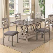 Coaster Edmonton Dining Table Set With Bluestone Laminate Top In Black Classy Dining Room Fabric Dining Chairs Stylish Dining Room