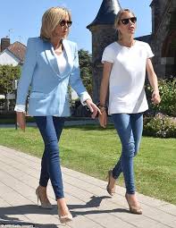 Emmanuel Macron S Glamorous Wife Brigitte Votes With Her Daughter Paris Fashion Women Fashion Parisian Style