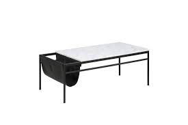 Each table is crafted from solid wood and features understated moldings, tapered legs and three drawers to house your remote, coasters and magazines. Darien Marble Coffee Table 115cm White Black Matt Blatt