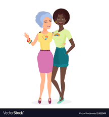 Lesbian couple in love cartoon style beautiful Vector Image