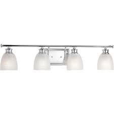 Progress Lighting Lucky Collection 33 56 In 4 Light Polished Chrome Vanity Light With Clear Double P Vanity Lighting Progress Lighting Bathroom Light Fixtures