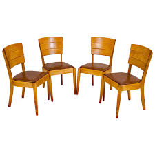 The chairs consist of one armchair 22 wide, 18 deep, 33 high and five side chairs 18 wide, 19 deep, 33 high. Heywood Wakefield Co Dining Room Chairs 11 For Sale At 1stdibs