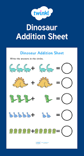 Dinosaur Addition Within 10 Worksheet Math Games For Kids Teaching Addition Basic Math