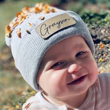 Personalized Name Beanie, Beanie With Name, Name Toddler Hat, Baby Names  Beanie, Custom Leather Patch, Leather Patch Beanie Custom Boys