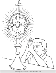 Child Adoring The Holy Eucharist Coloring Page Thecatholickid Com Jesus Coloring Pages Bible Coloring Pages Easter Coloring Pages