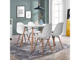 Rangement 2 portes 1 tiroir toscane coloris chene gris et. Ensemble Table A Manger Rectangulaire Et 4 Chaises Scandinave Bois Blanc Vente De Meuble Express Conforama