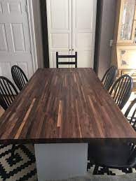 The perfect solution for kitchens lacking workspace and storage, a butcher block table can be easily placed inside any kitchen to up its functionality and create a natural gathering place. Kitchen Table Redo Part 2 Butcher Block Ikea Hack Hometalk