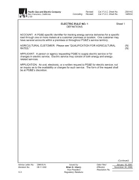Need help writing a cover letter? Electric Rule No 1 Sheet 1 Definitions Account A Pg E