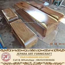 Jual kayu bangunan harga murah 2021. Jual Set Kursi Bangku Kayu Trembesi Log Solid Wood Harga Murah