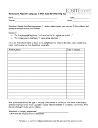 Worksheet 3 Figurative Language In Their Eyes Were Watching