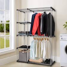 The smooth rolling casters allow the rack moves easily from room to room. Buy Deluxe Double Rod Closet Wardrobe Metal Free Standing Sturdy Garment Rack Clothes Storage Or Clothes Hanger Storage Clothes Storage Organizer Garment Racks