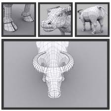 3d Model Of Buffalo Modeled Topology Free But 29 On Adobe 3d Model Topology Maya Modeling