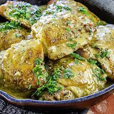 Sauteed Chicken Thighs With Savory Herbs Garlic Ala Julia Child Savory Herb Sauteed Chicken French Cooking Recipes
