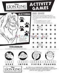 There are different versions of the movie that connect generations and teach us a lot of good things such as kindness, bravery, belief in yourself, and many others. Lion King Activity Sheet