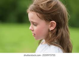 Cute Young Girl Windy Brown Hair Stock Photo 2342804077