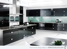 15 Black And Gray High Gloss Kitchen Designs Home Design Lover Modern Black Kitchen Black Kitchens Black Kitchen Furniture