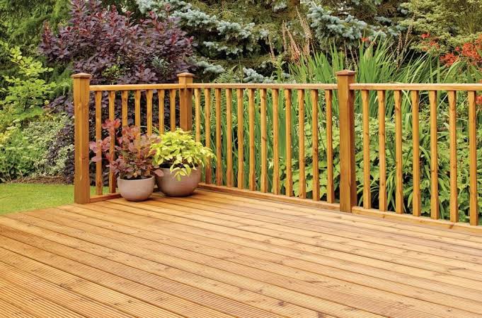 Timber garden fence and outdoor decking