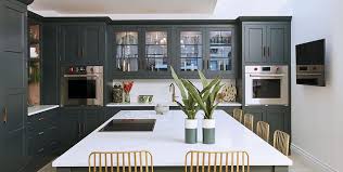 dark green shaker style kitchen