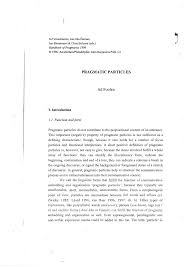 Pdf Pragmatic Particles