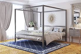 Modus furniture melbourne light wood with platform bed mattress. Dhp Modern Canopy Metal Bed Gray King Amazon In Furniture