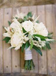 Christmas Tree Farm Wedding Ideas In Green White And Gold White Wedding Bouquets Astilbe Bouquet Wedding Bouquets