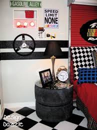 50 Ideas For Car Themed Rooms Featured On Design Dazzle Nascar At Its Finest Car Themed Bedrooms Cars Room Car Themed Rooms