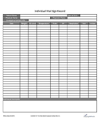 25 printable blood pressure chart forms and templates. Individual Vital Sign Record Samplewords Forms Documents