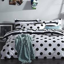 Black And White Polka Dot Twin Comforter Duvet Cover Polka Dot And Stripes On Flip Side Saoh Mzpride Black And White Duvet Cover Set 100 Cotton Duvet Cover Sets White Duvet Covers Duvet Covers