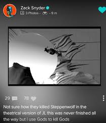 More, the fan insistence that snyder can swoop in it's not an auspicious starting point. Zack Snyder Reveals Wonder Woman Killed Steppenwolf In His Justice League Cut Wonder Woman Comic Vine