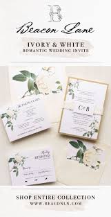 Ivory White Wedding Invitations Floral Beacon Lane Wedding Invitations Elegant Romantic White Wedding Invitations Rose Wedding Invitations