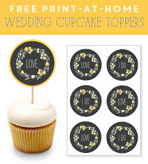 Free Print At Home Wedding Cupcake Toppers In Yellow Gray Wedding Cupcake Toppers Free Wedding Cupcake Toppers Wedding Cupcakes