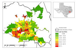 Map Of Houston Hotels And Crime Density Data Source Houston